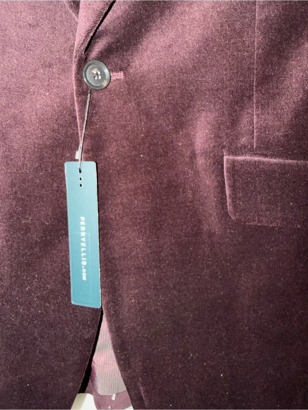 Perry Ellis Men's Velvet Blazer in Deep Wine